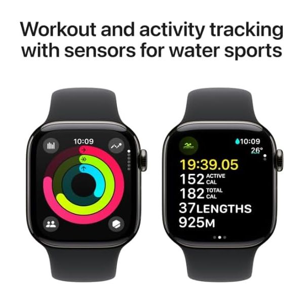 Refurbished Apple Watch Series 10 42mm, Midnight case, Black band. Grade A