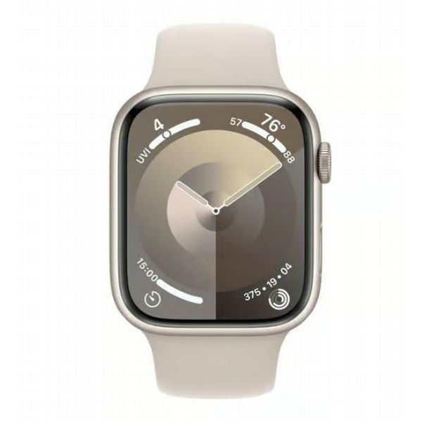 Refurbished Apple Watch S9 45mm Starlight case, White Strap. Grade A
