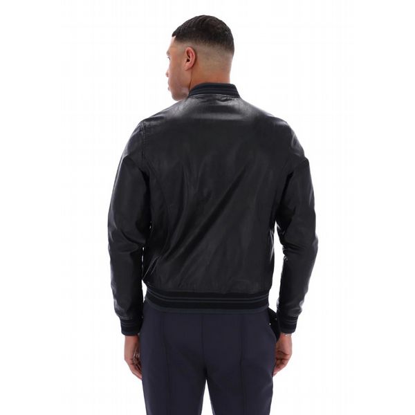 FILA MENS MALYK ARCHIVE INFLUENCE FAUX LEATHER JACKET- BLK/CHARC