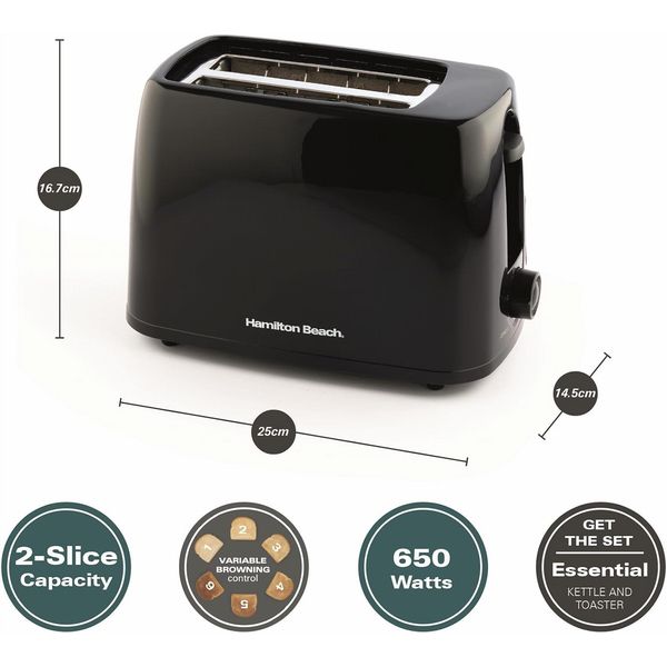 Hamilton Beach Essential Plastic Toaster 2 Slice Black Open Box