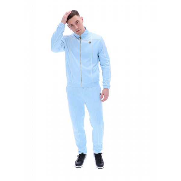 FILA MENS NICHOLS VELOUR TRACK TOP WITH SPIRAL PIPING SUMS/EGRET
