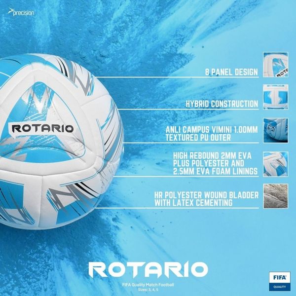 Precision Rotario FIFA Quality Match Football White/Cyan/Black/Silver - 5