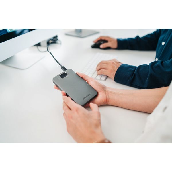 Verbatim Executive Fingerprint Secure Hard Drive USB 3.2 Gen 1 USB-C 2TB Grey 53653