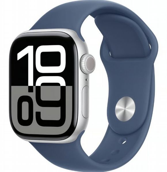 Refurbished Apple Watch Series 10 42mm, Silver case, Blue band. Grade A