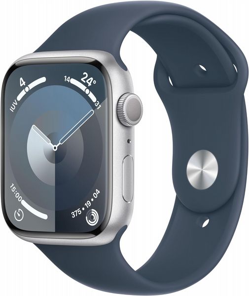 Refurbished Apple Watch S9 45mm Silver case, Blue Strap. Grade A