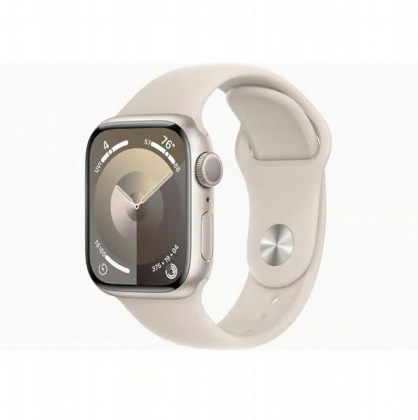 Refurbished Apple Watch S9 41mm Starlight case, White Strap. Grade A