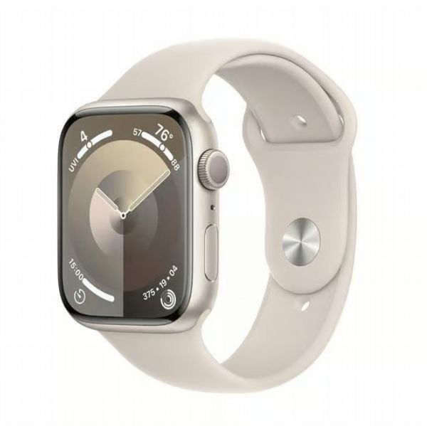 Refurbished Apple Watch S9 45mm Starlight case, White Strap. Grade A