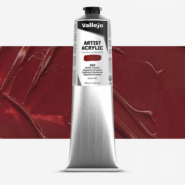 Vallejo: Artist Acrylic Paint: 200ml Tube: Naphthol Crimson
